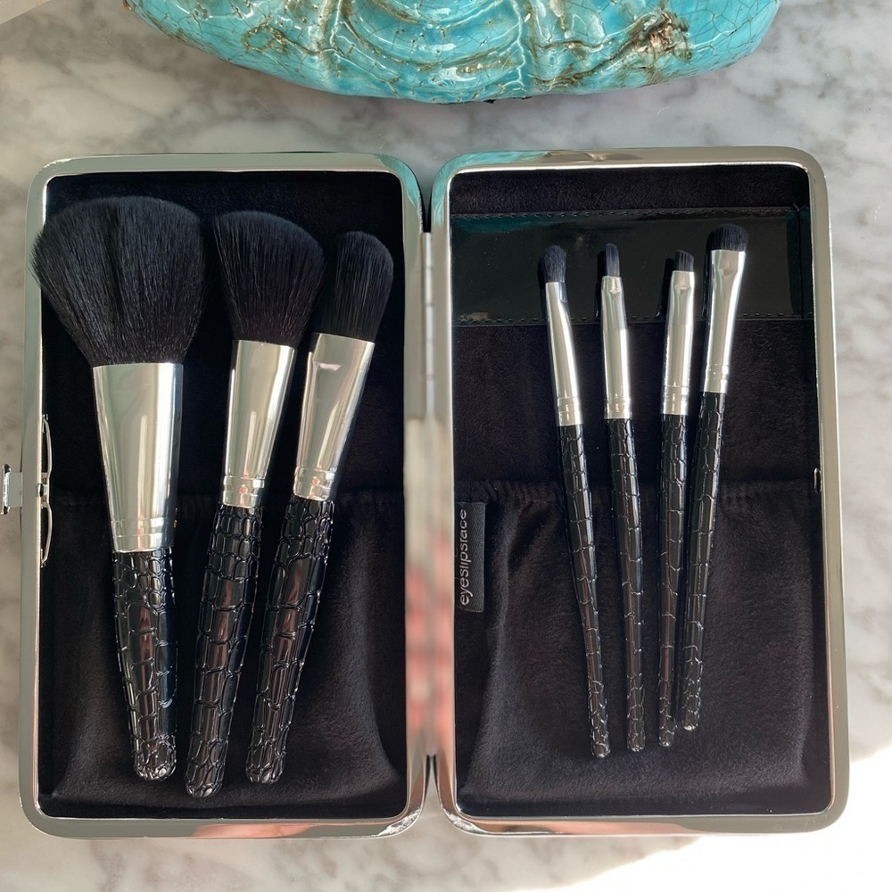 ELF Luxe Brush Collection 7 Pieces Black Croc Case New